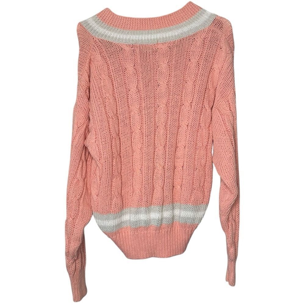 |VTG| DIANE VON FURSTENBERG 80’s Cozy Pink Cable Knit Sweater - Picture 4 of 6